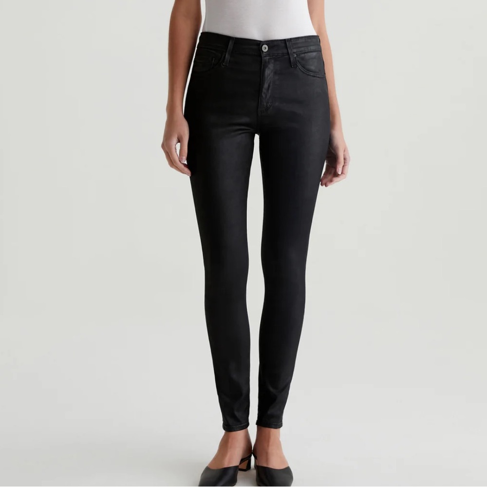 AG -Adrianna Goldschmidt SZ 31R Leatherette black Farrah‎ skinny high rise jeans